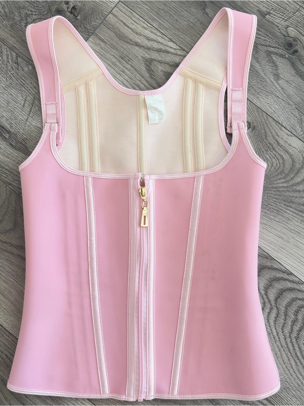 Pink Waist Trainer/Support Corset Vest, Zip + Hook Closure